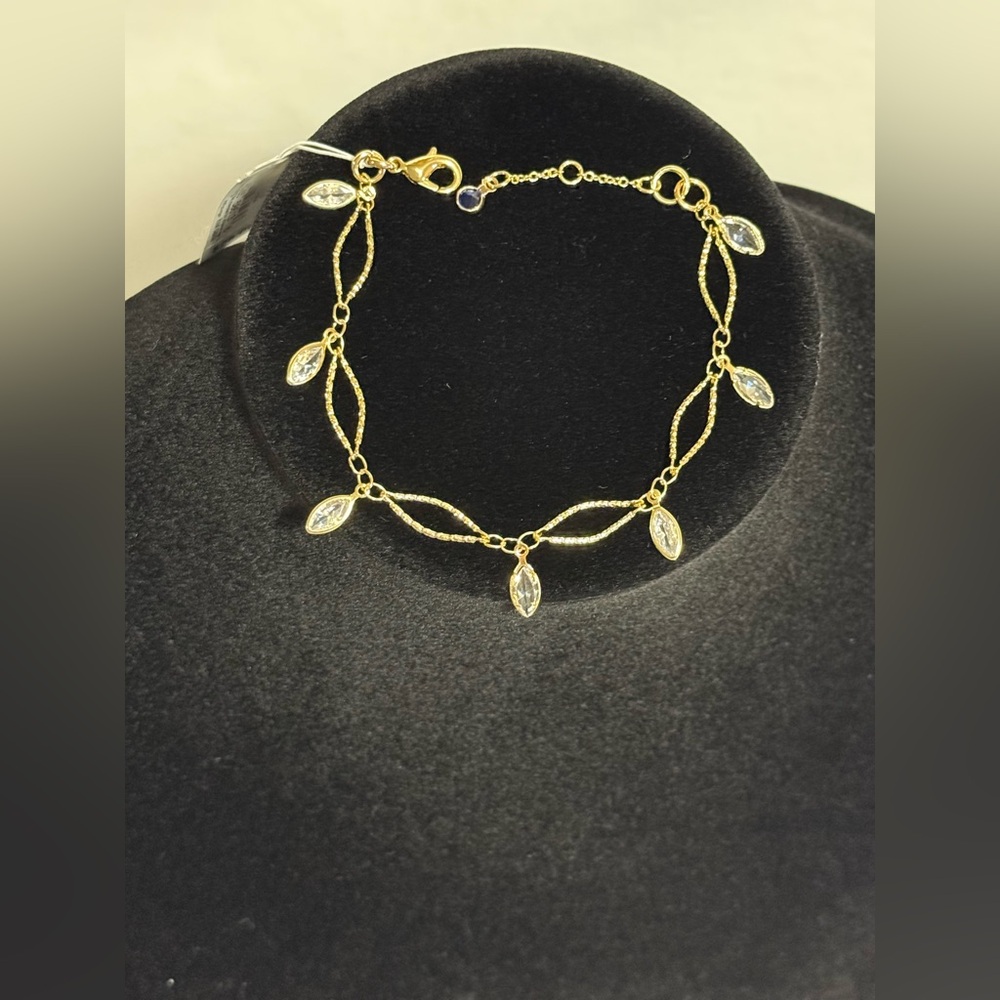 Borrowed & Blue Delicate Linear Line Bracelet with Cubic Zirconia Stones - NWT